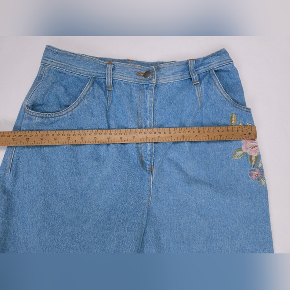 Together Vintage 90s Light Wash Embroidered Floral Tapered Jeans Women's 30x30 - Picture 5 of 12